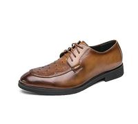 LMUIPMAA Chaussure Derbys Homme Chaussures Ville Habillées Formelles Affaires à Lacets Oxford Légères pour Hommes Costume Mariage,Marron,42 EU