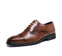 LMUIPMAA Chaussure Derbys Homme Ville Habillées Formelles À Lacets Oxford Brogue pour Costume Mariage,Marron,38 EU