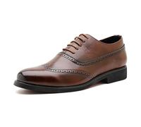 LMUIPMAA Chaussure Derbys Homme Ville Habillées Formelles À Lacets Oxford Brogue pour Costume Mariage,Marron,41 EU