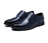 LMUIPMAA Chaussure Homme Cuir,Chaussure Derbys Homme Ville Habillées Formelles Affaires à Lacets Oxford Brogues pour Costume Mariage,Bleu,43 EU