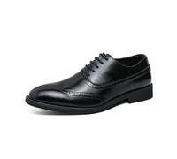 LMUIPMAA Chaussure Homme Cuir, Lacets Derby Mariage Dressing Oxford Business Cuir Synthétique Brogues Chaussures,Noir,39 EU