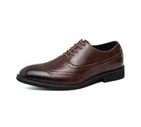 LMUIPMAA Chaussure Homme Cuir, Lacets Derby Mariage Dressing Oxford Business Cuir Synthétique Brogues Chaussures,Marron,48 EU