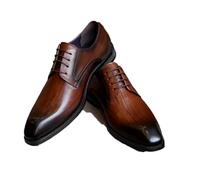 LMUIPMAA Chaussure Ville Homme Cuir Oxford Derby Chaussures à Lacet Chaussure Costume Brogues Mariage Habillées,Marron,41 EU