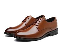 LMUIPMAA Chaussures d'affaires en Cuir pour Homme Oxford à Lacets Derby Basses Chaussures Habillées pour Mariage Officiel,Marron,46 EU