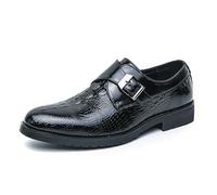 LMUIPMAA Chaussures d'affaires pour Hommes Monk Chaussures Habillées À Bas Talon en Synthétique Cuir Mariage Formel Chaussures,Noir,43 EU