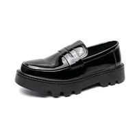 LMUIPMAA Chaussures De Conduite Décontractées pour Hommes en Cuir Verni Mocassins Smoking Formel Chaussures De Fête d'affaires,Noir,42 EU