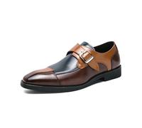 LMUIPMAA Chaussures De Costume Oxfords pour Homme Plates Classique Bracelet De Moine Chaussures d'affaires avec Boucle,Marron,40 EU