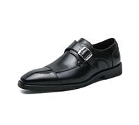 LMUIPMAA Chaussures De Costume Oxfords pour Homme Plates Classique Bracelet De Moine Chaussures d'affaires avec Boucle,Noir,38 EU
