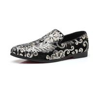 LMUIPMAA Chaussures de Danse Homme en Cuir à Paillettes | Mocassins Loafers Homme Confort Chaussures de Conduite,Noir,46 EU