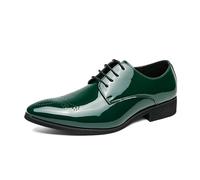 LMUIPMAA Chaussures De Derby À Lacets pour Homme Oxford Cuir Vernis Bout Pointu Chaussures De Costume Business De Mariage,Vert,43 EU