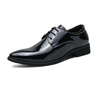 LMUIPMAA Chaussures De Ville À Lacets Derbies Oxford Cuir Vernis Homme Bout Pointu Chaussures Mariage Business Costume,Noir,40 EU