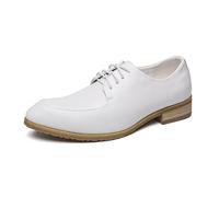 LMUIPMAA Chaussures Derby Hommes Chaussures d'affaires Formelles Lacets Chaussures habillées Confortables à Bout Droit,Blanc,40 EU