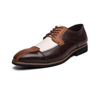 LMUIPMAA Chaussures Derby Hommes Chaussures d'affaires Formelles Lacets Richelieus Chaussures Toilette,Marron,46 EU