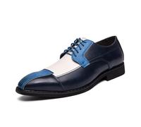 LMUIPMAA Chaussures Derby Hommes Chaussures d'affaires Formelles Lacets Richelieus Chaussures Toilette,Bleu,46 EU