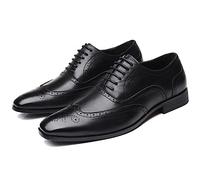 LMUIPMAA Chaussures Habillées À Lacets pour Hommes Oxfords Bout D'aile Formelles en Cuir,Noir,42 EU
