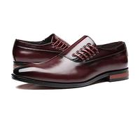 LMUIPMAA Chaussures Habillées d'affaires De Lacets Chaussons Habillés Oxfords Classique Formel Derby pour Homme,Burgundy,38 EU