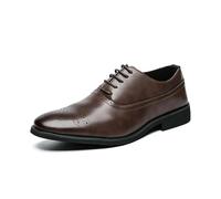 LMUIPMAA Chaussures habillées en Cuir Brogue pour Hommes Wingtip à Lacets Chaussures de Mariage Formelles,Marron,39 EU