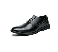 LMUIPMAA Chaussures habillées en Cuir Brogue pour Hommes Wingtip à Lacets Chaussures de Mariage Formelles,Noir,47 EU