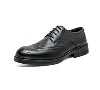 LMUIPMAA Chaussures habillées en Cuir Brogue pour Hommes Wingtip à Lacets Chaussures de Mariage Formelles,Noir,39 EU