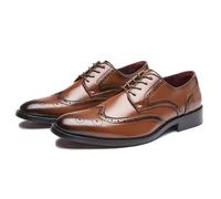 LMUIPMAA Chaussures Habillées en Cuir Brogue pour Hommes Wingtip À Lacets Chaussures De Mariage Formelles,Marron,39 EU