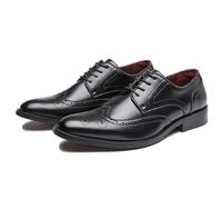 LMUIPMAA Chaussures Habillées en Cuir Brogue pour Hommes Wingtip À Lacets Chaussures De Mariage Formelles,Noir,43 EU