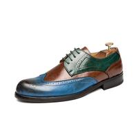 LMUIPMAA Chaussures Habillées en Cuir pour Homme Chaussures Richelieu Derbies Mode pour Fête De Mariage,Bleu,45 EU
