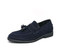 LMUIPMAA Chaussures Habillées en Daim pour Hommes Mocassins À Enfiler Chaussures Décontractées Légères Chaussures De Conduite,Bleu,46 EU