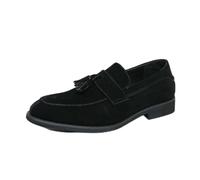 LMUIPMAA Chaussures Habillées en Daim pour Hommes Mocassins À Enfiler Chaussures Décontractées Légères Chaussures De Conduite,Noir,42 EU