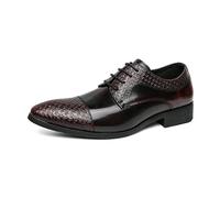 LMUIPMAA Chaussures Habillées Formelles pour Hommes en Cuir Oxford Chaussure Derbys pour Le Travail et Le Quotidien,Burgundy,43 EU