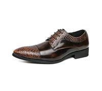 LMUIPMAA Chaussures Habillées Formelles pour Hommes en Cuir Oxford Chaussure Derbys pour Le Travail et Le Quotidien,Marron,45 EU