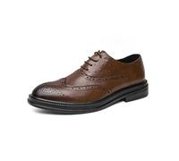 LMUIPMAA Chaussures habillées Oxford à Lacets pour Hommes, à Bout ailé Brogue, Chaussures Derby Modernes à Bout Rond à Enfiler, pour Mariages et soirées,Marron,42 EU