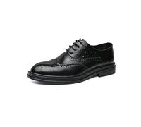 LMUIPMAA Chaussures habillées Oxford à Lacets pour Hommes, à Bout ailé Brogue, Chaussures Derby Modernes à Bout Rond à Enfiler, pour Mariages et soirées,Noir,42 EU
