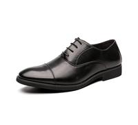 LMUIPMAA Chaussures habillées Oxford à Lacets pour Hommes Chaussures de Derby d'affaires Formelles pour Hommes Chaussures de Costume de Mariage de Bureau Classique,Noir,41 EU