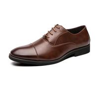 LMUIPMAA Chaussures habillées Oxford à Lacets pour Hommes Chaussures de Derby d'affaires Formelles pour Hommes Chaussures de Costume de Mariage de Bureau Classique,Marron,40 EU