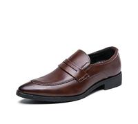 LMUIPMAA Chaussures Habillées pour Homme, Mocassins À Enfiler, Chaussures De Mariage Et De Soirée Décontractées pour Le Travail,Marron,41 EU