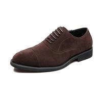 LMUIPMAA Chaussures Habillées pour Hommes Chaussures à Lacets en Daim Chaussures de Derby Mariage Oxford Business Brogues,Marron,38 EU