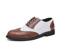 LMUIPMAA Chaussures habillées pour Hommes en Cuir Oxford Derby Brogue à Bout Aile,Marron,42 EU