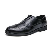 LMUIPMAA Chaussures habillées pour Hommes en Cuir Oxford Derby Brogue à Bout Aile,Noir,42 EU