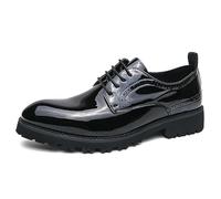 LMUIPMAA Chaussures Homme Formelles Cuir Verni Derbies Affaires Lacets Brogues,Noir,43 EU