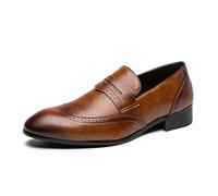 LMUIPMAA Chaussures Mocassins pour Hommes, Chaussures décontractées à Enfiler et Chaussures habillées pour Mariage pour Hommes,Marron,42 EU