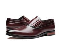 LMUIPMAA Chaussures Oxford pour Homme avec Lacets pour vêtements d'affaires Mariage Costume Formel,Rouge,42 EU