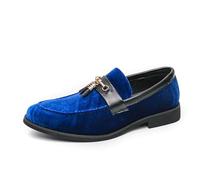 LMUIPMAA Chaussures Slip on Légère Hommes Casual Mocassins en Daim Plates Business Mariage,Bleu,41 EU