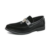 LMUIPMAA Chaussures Slip on Légère Hommes Casual Mocassins en Daim Plates Business Mariage,Noir,45 EU