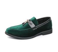 LMUIPMAA Chaussures Slip on Légère Hommes Casual Mocassins en Daim Plates Business Mariage,Vert,46 EU