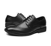 LMUIPMAA Derby Chaussures de Ville à Lacets Cuir Synthétique Homme Bout Carré Chaussure Oxford pour Business Mariage,Noir,40 EU