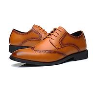 LMUIPMAA Derby Chaussures de Ville à Lacets Cuir Synthétique Homme Bout Carré Chaussure Oxford pour Business Mariage,Marron,47 EU