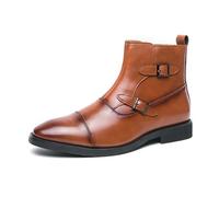 LMUIPMAA Homme Bottes Habillées en Faux Cuir Bout Pointu Fermeture Éclair Chelsea Bottine,Marron,45 EU