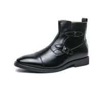 LMUIPMAA Homme Bottes Habillées en Faux Cuir Bout Pointu Fermeture Éclair Chelsea Bottine,Noir,44 EU