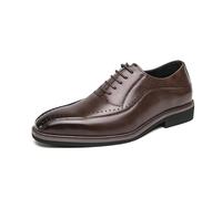LMUIPMAA Homme Brogues Bicolore PU Cuir Bout Pointu Chaussures De Ville À Lacets Mariage Dressing,Marron,46 EU