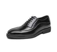 LMUIPMAA Homme Brogues Bicolore PU Cuir Bout Pointu Chaussures De Ville À Lacets Mariage Dressing,Noir,40 EU